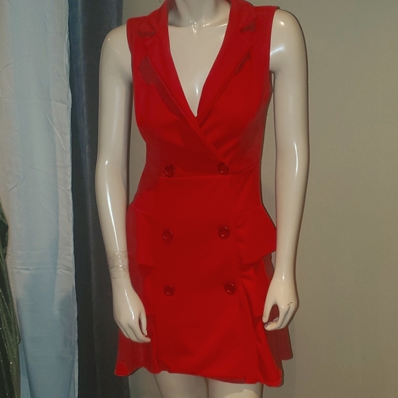 Missguided Dresses & Skirts - New Missguided Red Ruffle/Pleat Blazer Dress